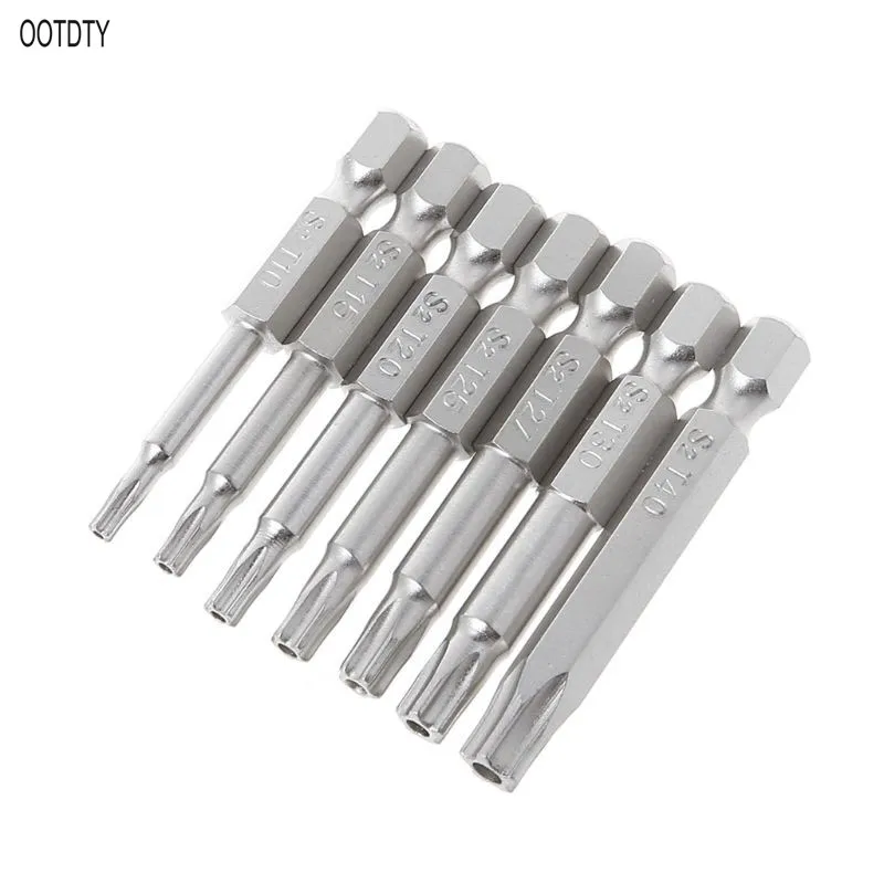 

7Pcs Star Drill Bits Screwdriver Magnetic 1/4" Hex Shank Hand Tools Five-pointed Star Bore T10-T40