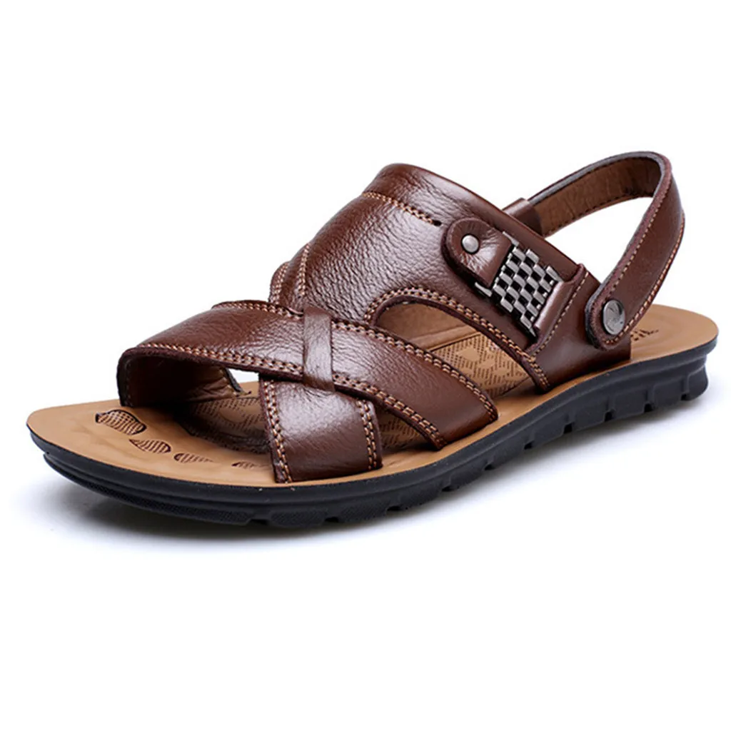 

Sandals Men shoes 2019 Men's Fashion Breathable Summer Shoes Leather Sandals Shoes Slides Outdoor Slippers Soft Sandals