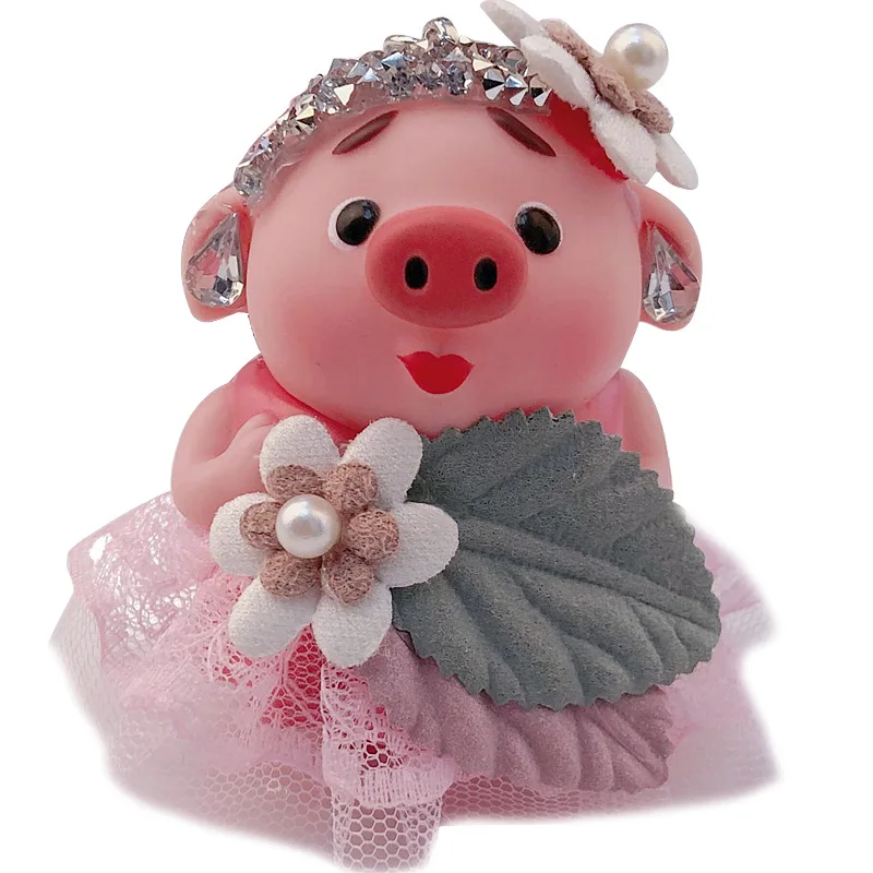 

Missxiang Cartoon 2019 Zodiac pig girl keychain female creative cute rhinestone skirt penny pig car bag keychain pendant Llavero
