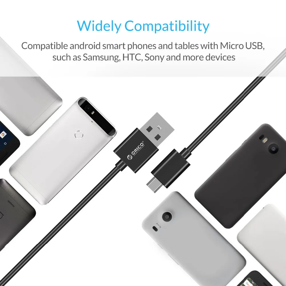 ORICO Micro USB Cable USB 2.0 Fast Data Sync Charger Cable for Samsung Galaxy Xiaomi HuaWei HTC LG Smartphones and More ORICO Micro USB Cable USB 2.0 Fast Data Sync Charger Cable for Samsung Galaxy Xiaomi HuaWei HTC LG Smartphones and More