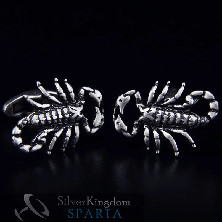 

SPARTA Antic Silver Plated 3D Scorpion scorpio cufflinks men's Cuff Links + Free Shipping !!! metal buttons