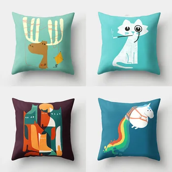

Cute Cat Cartoon Pattern Pillow Case Animal Decorative Pillowcases England Pillow Case funda de almohada