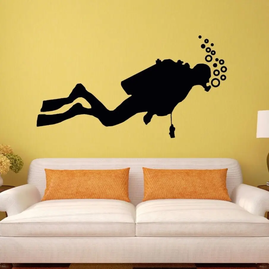 Diver Wall Decal Vinyl Diving Ocean Sea Extreme Sports Wall Sticker