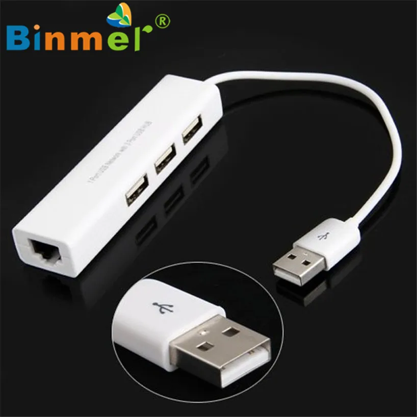 Binmer модная USB к RJ45 Lan карта Ethernet сетевой адаптер кабель+ 3 порта концентратор для Win 8 7 XP Sep 15