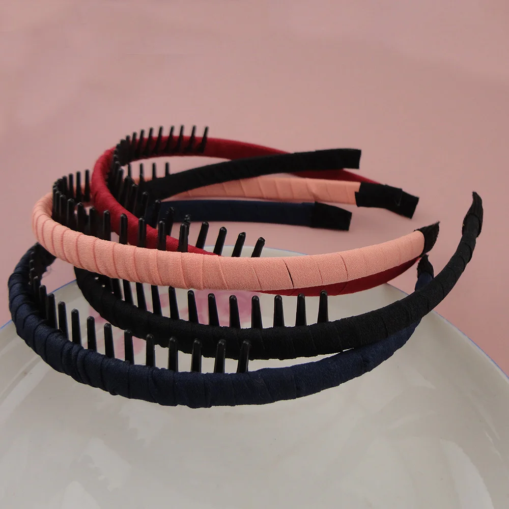 10PCS Assorted Colors Chiffon Fabric Wrapped Plastic Comb Hair