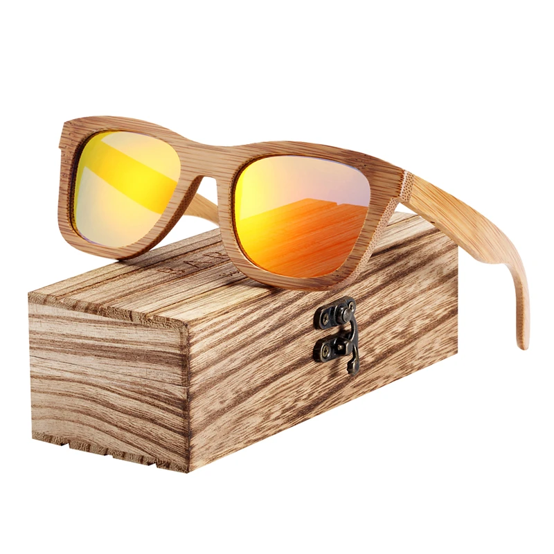 BARCUR Retro Polarized Sunglasses Bamboo Wooden Handmade BC8201