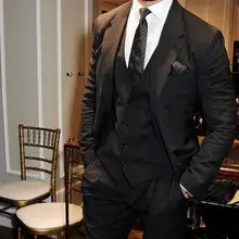 Горячая распродажа! Мужские деловые черные, серые, угольно-черные костюмы в западном стиле, фирменный костюм дворца для мужских костюмов(пиджак+ брюки+ жилет+ галстук