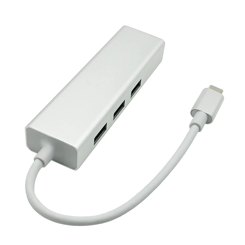USB C 3.1 to Gigabit Adapter 3-Port USB 3.0 Hub Type C to RJ45 1001000Mbps Gigabit Ethernet LAN Network Adapter for Macbook (7)