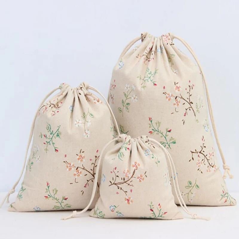 1 Pc Drawstring Cotton Linen Storage Bag Gift Candy Tea Jewelry Organizer Makeup Cosmetic Coins Keys Bags | Багаж и сумки