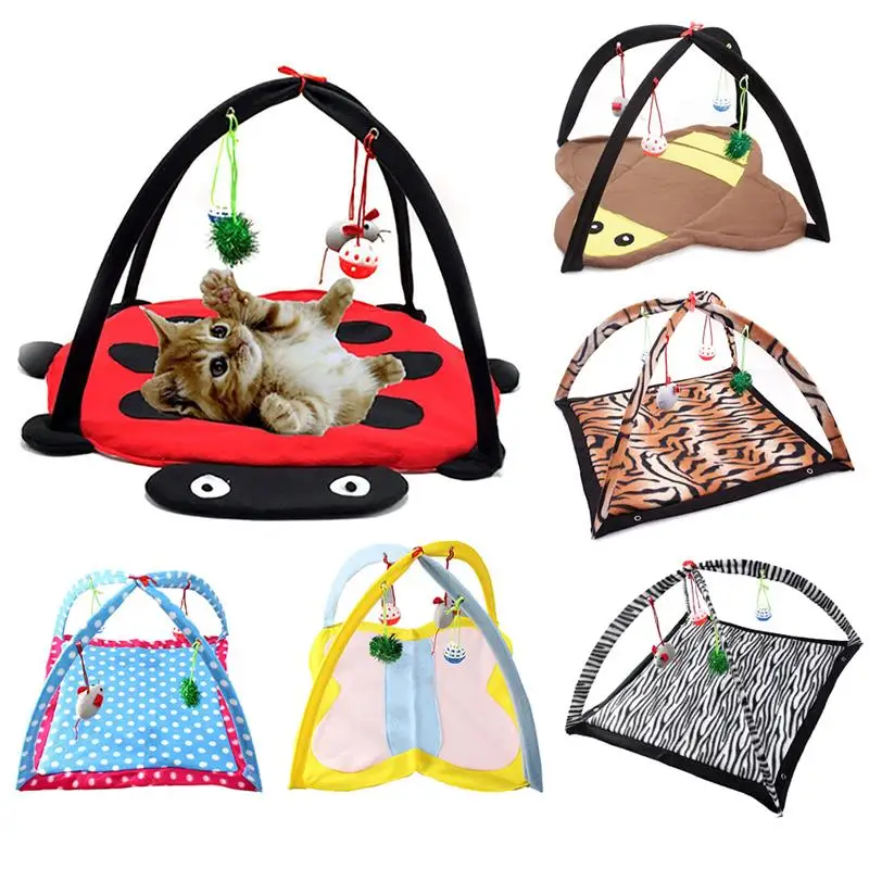 

Cat Playing Tent Multifunction Cat Hammocks Kitten Sleep Bed Foldable Cat Mat with Balls Cat Play House Toys pet products