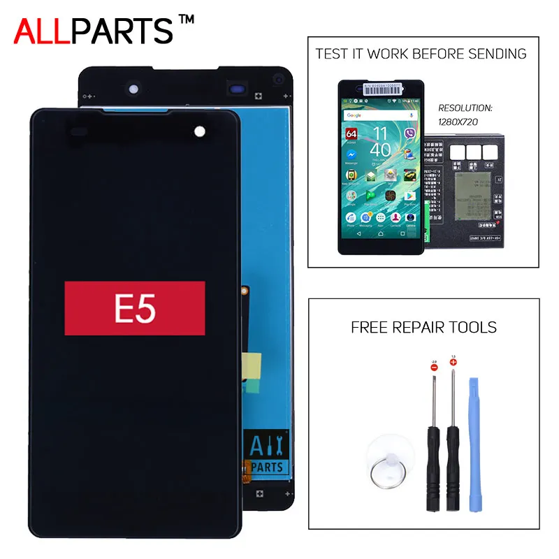 

E5 LCD Allparts Original 5 INCH 1280x720 Display For SONY Xperia E5 LCD with Touch Screen Digitizer Replacement Parts