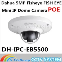 Dahua Новые 5MP Full HD IP FISHEYE Vandalproof Камера Ж/POE DH-IPC-EB5500 IPC-EB5500 EB5500 Mini IP ИК Купольная Камера без Логотипа