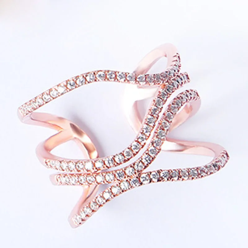 

KL339 925 Sterling Silver Engagement Rings Women Trendy Geometric Rose Gold Rings Female Ring Fashion Gifts