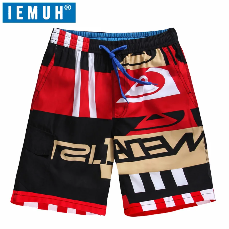 

IEMUH Big Size Mens Shorts Surf Board Shorts Summer Sport Beach Homme Bermuda Short Pants Quick Dry Silver Boardshorts Plus Size