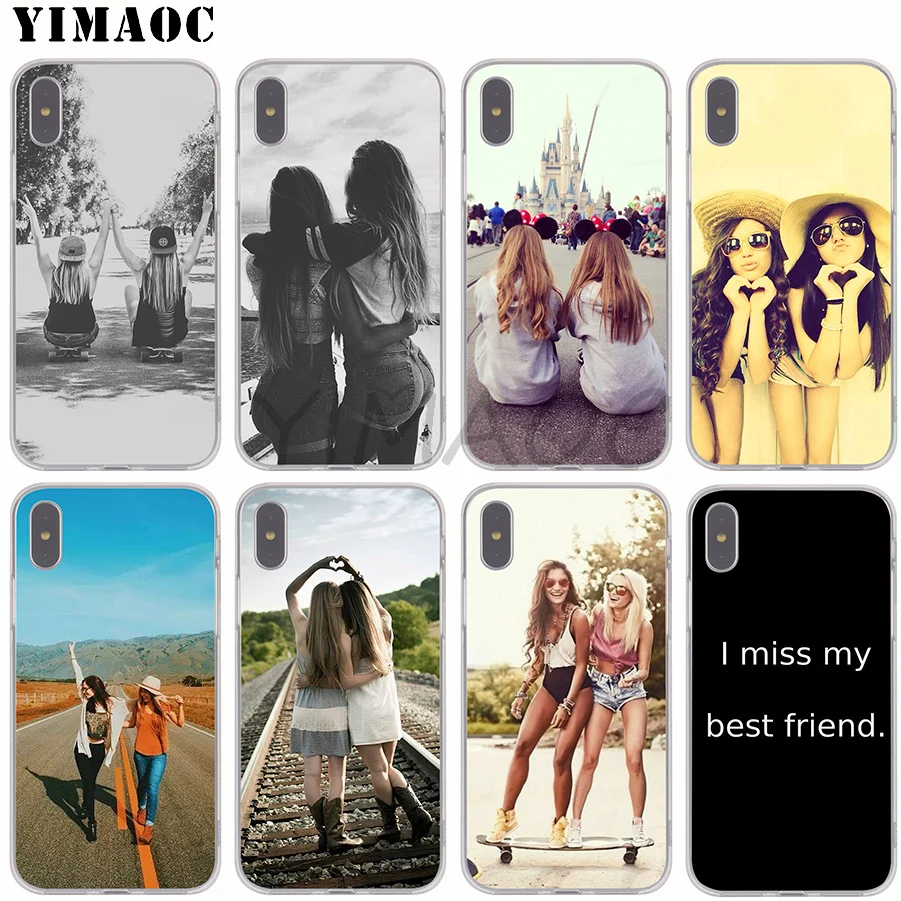 

YIMAOC Happy Best Friend Card Bff Soft Silicone Phone Case for Apple iPhone XS Max XR X 8 7 6S Plus 5S SE TPU Cover