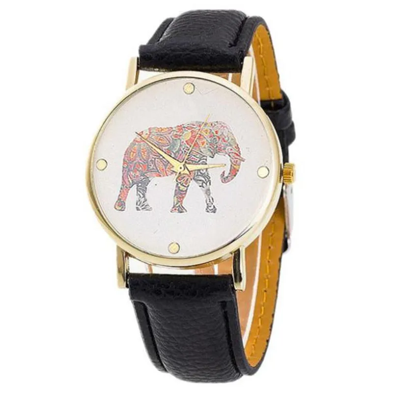 

New elephant print pattern women watch woven leather simulation quartz female watch fashion casual ladies clock gift reloj #W