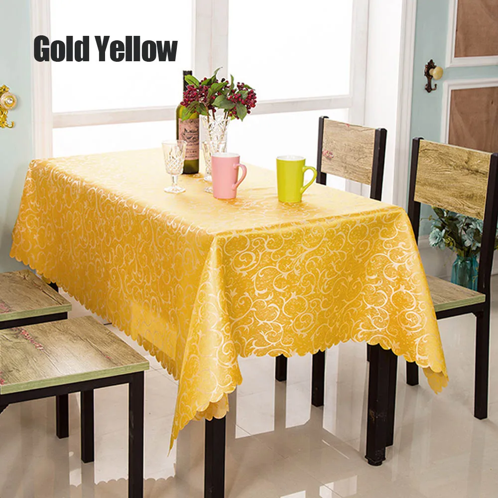  Europe Luxury Crocheted Gold Leaf Polyester Table Cloth Hotel Restaurant Rectangular Tablecloth Hom