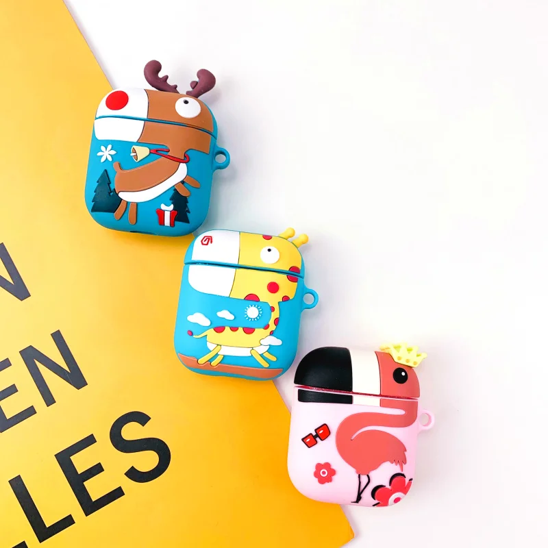 

For Airpods Case Wireless Charge Case For Airpods2 Cover Cute Cartoon Flamingo Silicone TPU Accessories For Airpod Coque
