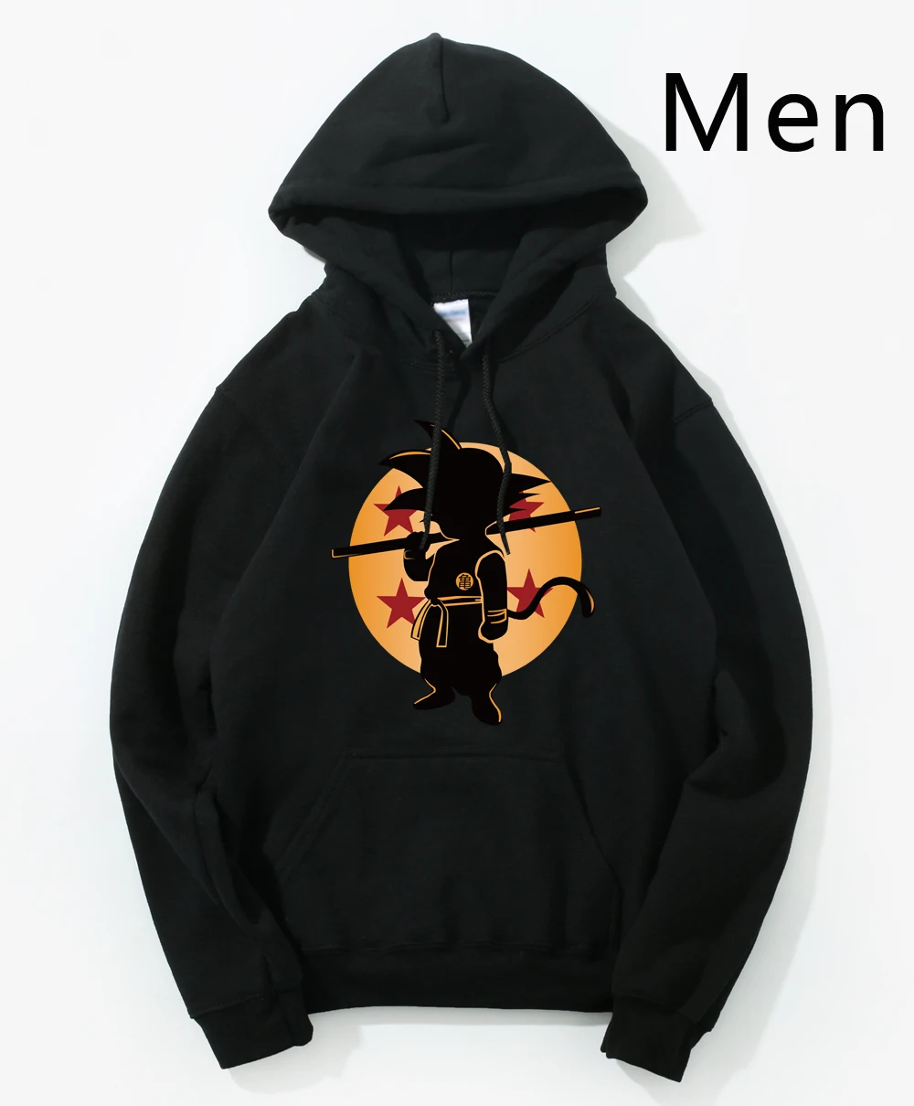 Dragon Ball Z Pocket Hoodie, мужские толстовки с капюшоном в японском стиле, мужская толстовка с капюшоном в стиле Драконий жемчуг,, Зимний пуловер, верхняя одежда с длинным рукавом - Цвет: Black