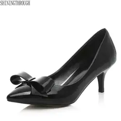 Женские туфли на высоком каблуке 6 см, элегантные черные туфли на каблуке, офисные туфли из коровьей кожи, женские туфли на высоком каблуке с