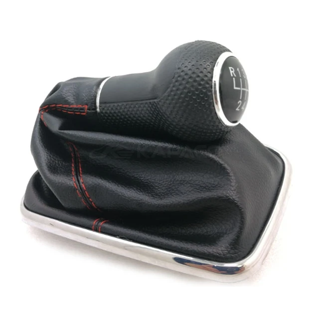 

For VW Golf GTi MK4 R32 Bora MK4 Jetta 5 Speed Red/Black PU Leather Gear Shift Knob Shifter Lever Boot Cover