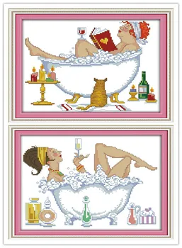 

Bathing Beauty Counted Cross Stitch 11CT 14CT DMC Cross Stitch DIY Cross Stitch Kits Embroidery for Home Decor Needlework Crafts