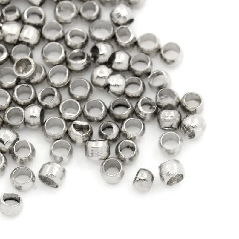 Buy 3000Pcs Wholesale Silver Tone Copper Crimp Beads