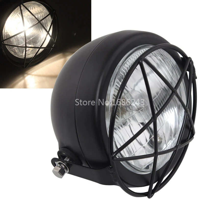 6.3" 12v Motorcycle HI/LO Beam  Headlight w/ Metal Light Cover Universal