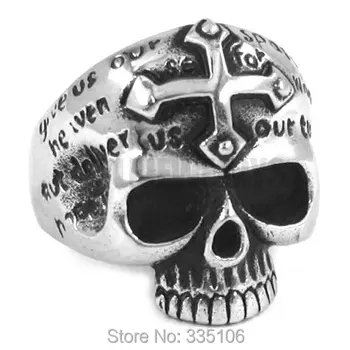 

Free shipping! Gothic Cross Skull Ring Stainless Steel Jewelry Classic Men Motor Biker Ring SWR0096