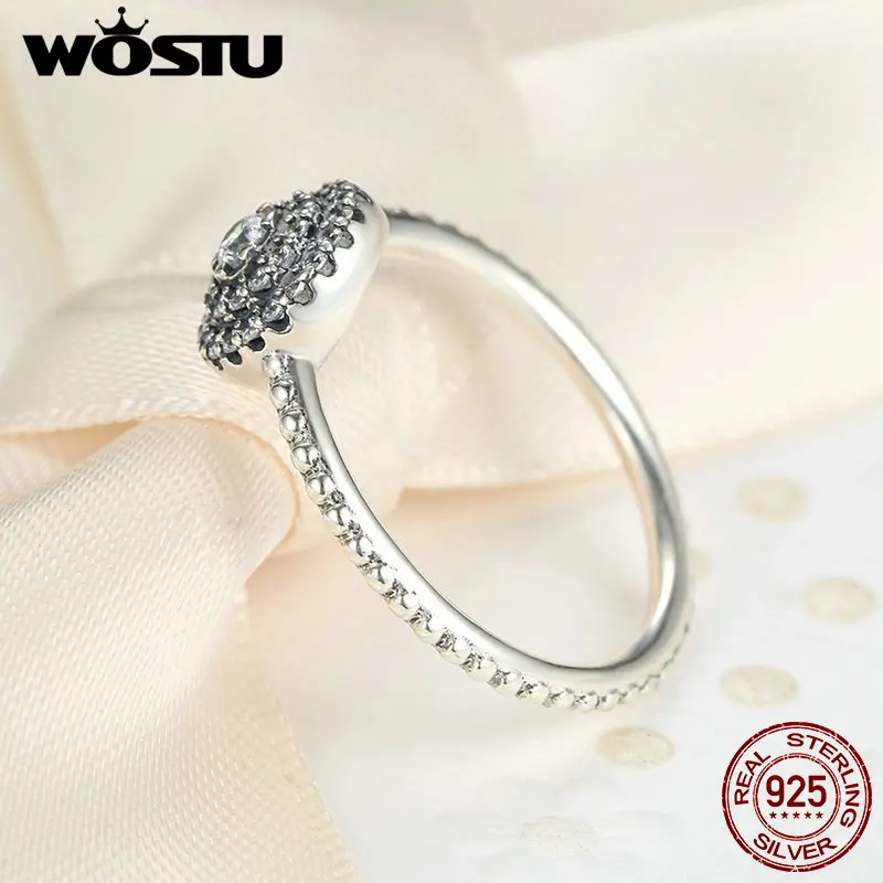 Настоящее 925 пробы Серебряное сияющее элегантное кольцо со сверкающим прозрачным CZ Совместимо с оригинальным кольцом ювелирные изделия XCH7178