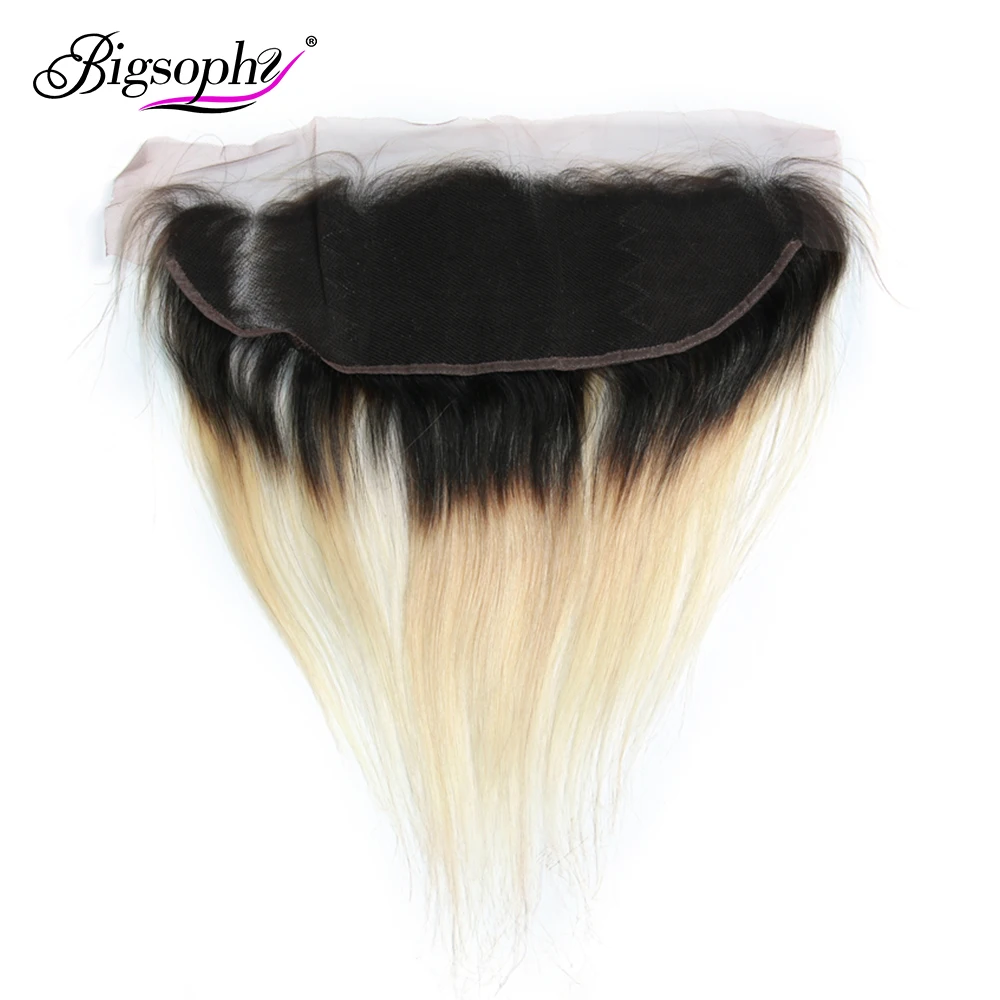 

Bigsophy Peruvian Straight Hair Frontal 13x4 Lace Frontal Blonde 1B/613 Color Ear to Ear Closure 100% Human Remy Hair Extension