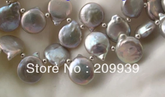 

huij 002940 AAA Gray Butterfly Coin Pearl Necklace