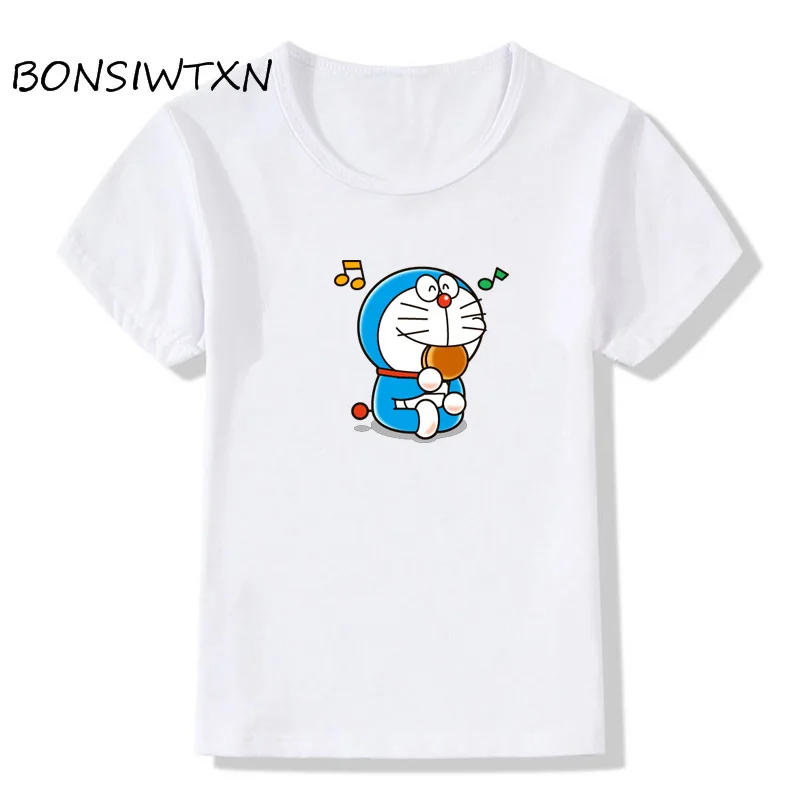BONSIWTXN Funny Cute Doraemon Child Clothing T Shirt Kids Baby Clothes