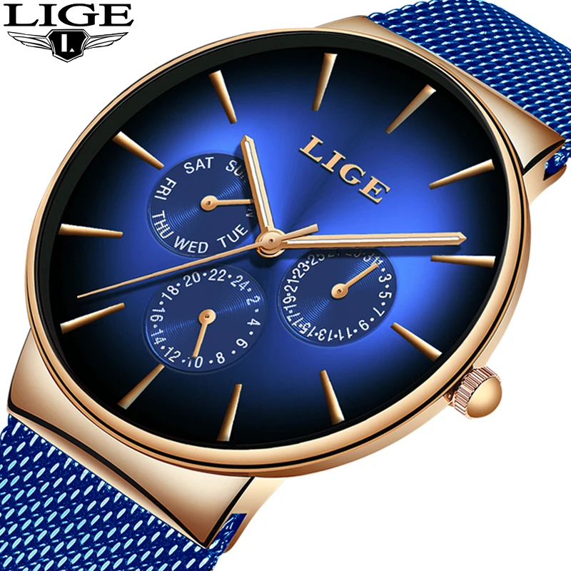 2019 New LIGE Cool Creative Watch For Mens Watches Top Brand Luxury Male Casual Ultra Thin Mesh ...