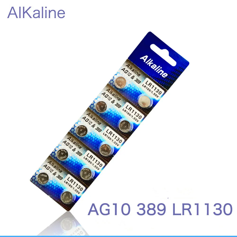 

200pcs AG10 For Watch Toys Remote 189 LR54 Cell Coin Alkaline Battery 1.55V SR54 389 189 LR1130 389 SR1130 Button Batteries