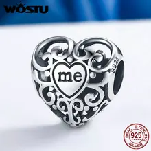 WOSTU, серебро 925 пробы, бусины You& Me Love Together, подходят к оригинальному браслету с подвеской, серебро 925, ювелирные изделия, FIC145