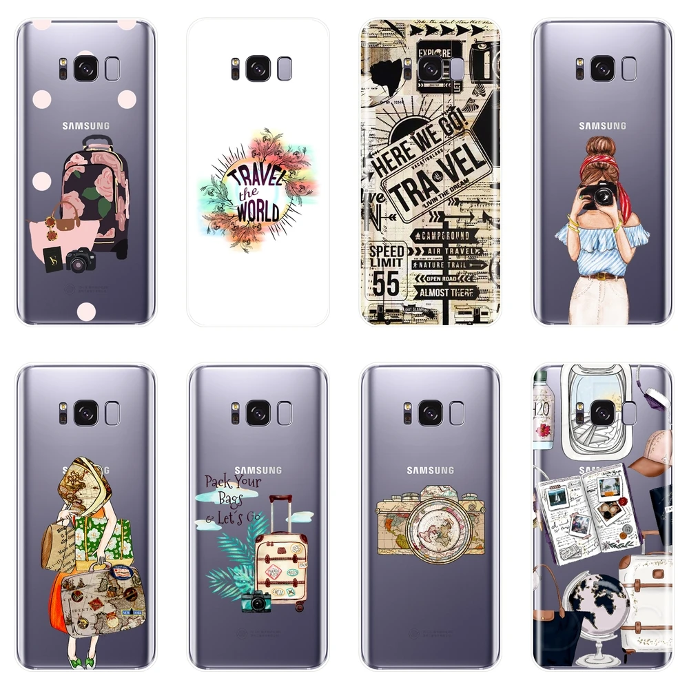 Задняя крышка для Samsung Galaxy S5 S6 S7 Edge S8 S9 Plus дорожный Мягкий силиконовый чехол