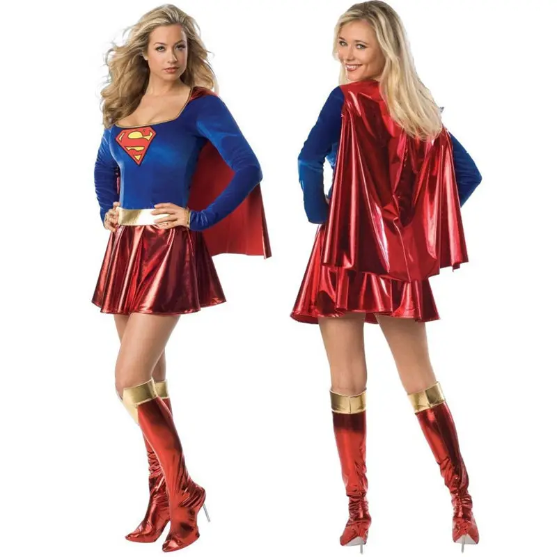 Cosplay&ware Adult Kids Superhero Cosplay Costumes Super Girls Dress Shoe Covers Suit Superwoman Woman Hero Halloween Clothes -Zentai shop online