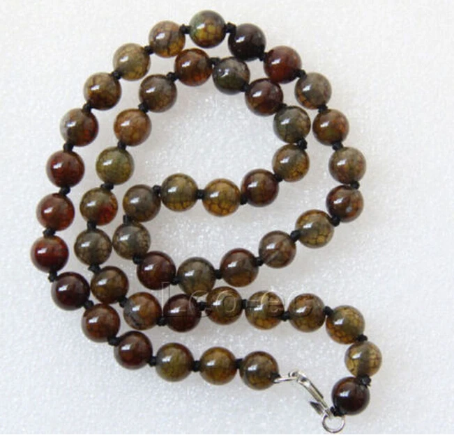 

Hot sell - 18" 10mm round Yellow Dragon Veins Agate necklace -Bridal jewelry free shipping