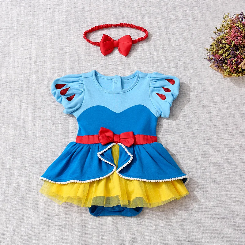 Newborn Baby Romper Cartoon Baby Clothes Mermaid Snow White Baby Girl Romper Jumpsuit 1st Birthday Princess Baby Costume Clothes