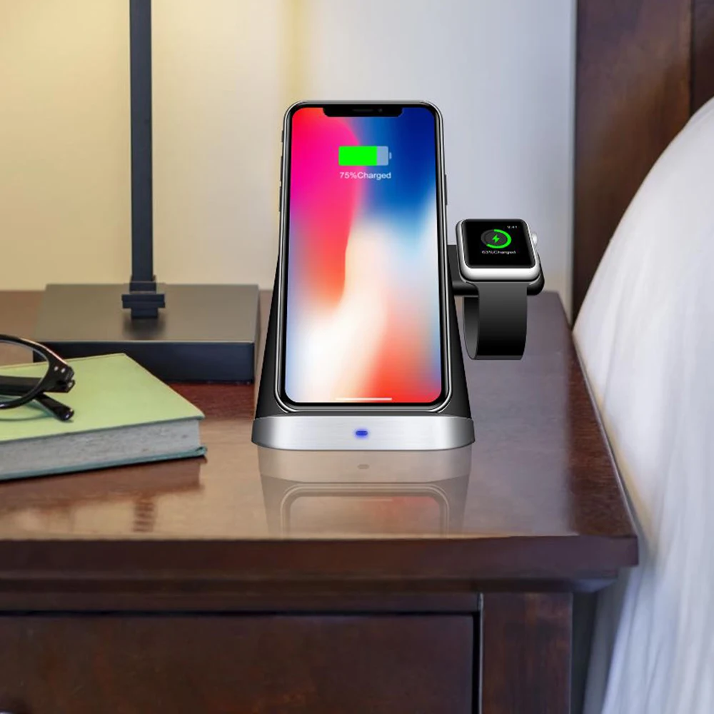 Для iphone 8 Plus X XR XS AirPods для Samsung S9 S8 S7 док станция 3 в 1 Apple Watch магнитное зарядное