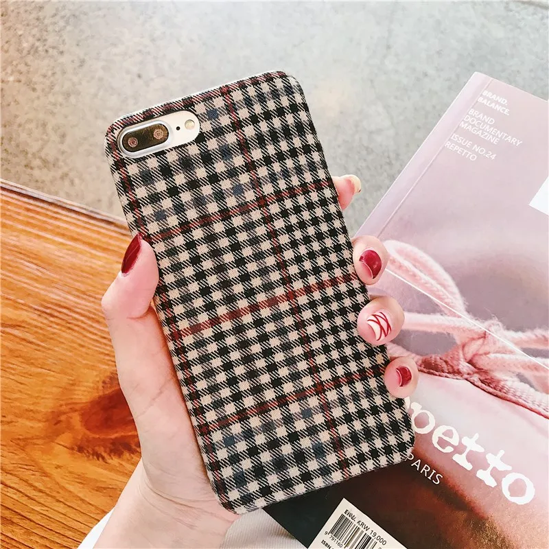 Gimfun Англия Клетчатый узор ткани чехол для телефона простой теплый плюш Iphone1211pro
