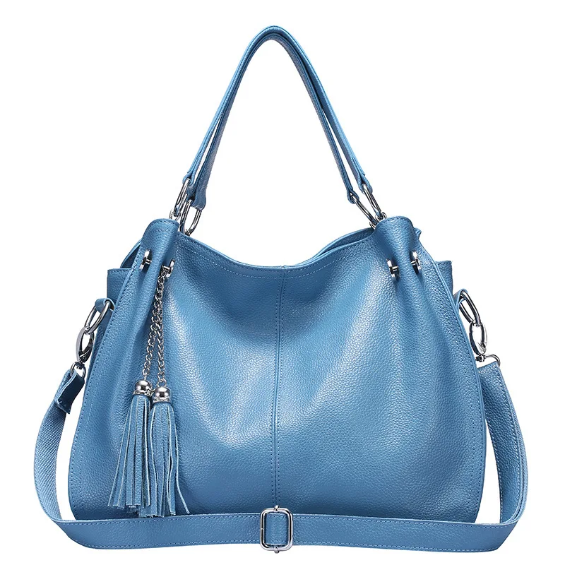 

Fashion Tassel Women's Handbag Natural Genuine Leather Shoulder bag Hobos Large Capacity Female Crossbody Messenger Purse Tote