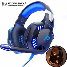Kotion cada jogo fones de ouvido fone de ouvido graves profundos estéreo com fio gamer microfone com retroiluminado para ps4 telefone computador portátil(China)