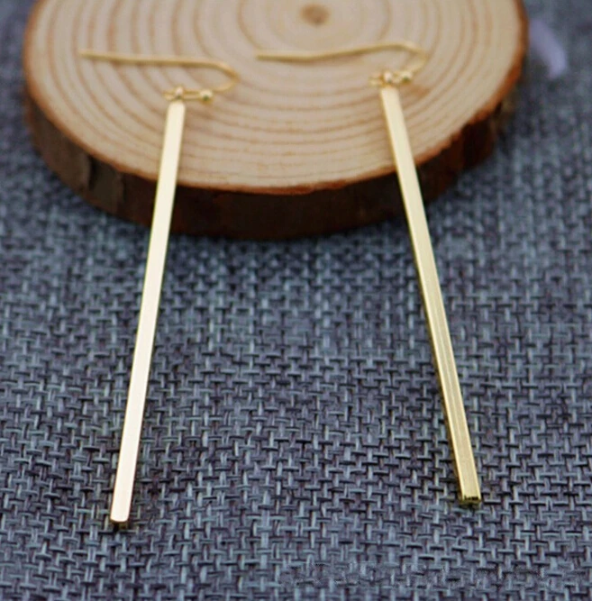 

Punk Simple Style Gold/Silver Plated Lightning Long Exaggerated Square Geometric Stick Drop Dangle Earring For Women Jewelry