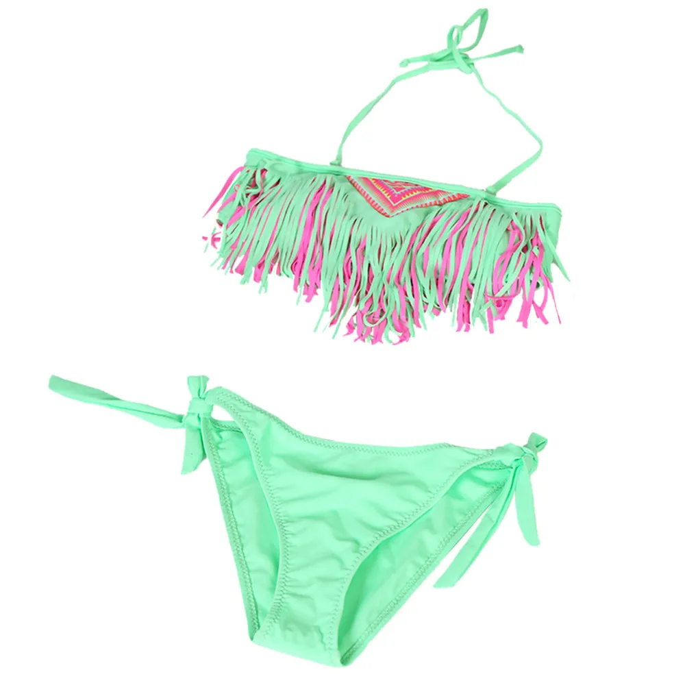 

2018 Kids Baby Girls Bikini Set Tassel Kids Swimwear Bathing Suit Swimsuit Children biquini Set Two-Piece Suits ja25