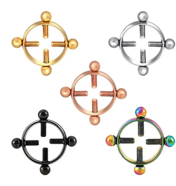 2PcsTrendy Stainless Steel Nipple Shield Ring Non Piercing Fashion