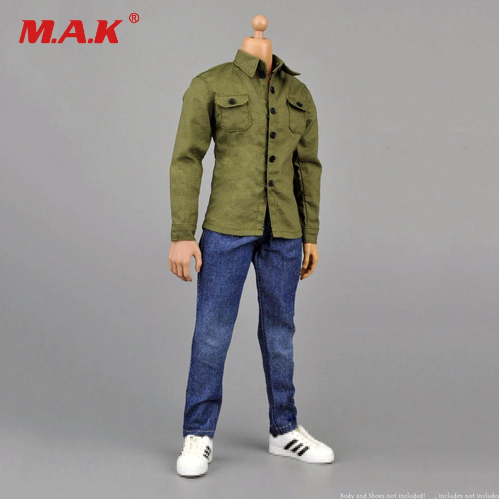 

1/6 Clothing ZY5001 1/6 Male clothing Suit Army Green coat & Blue Jeans Pants Set For 12" Action Figure Doll Body Toys