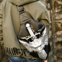 3D меч тиснение сумка на плечо Модные трендовые Высокое качество Мужская сумка через плечо черный нагрудный пакет Хэллоуин кожаные сумки Bolsa