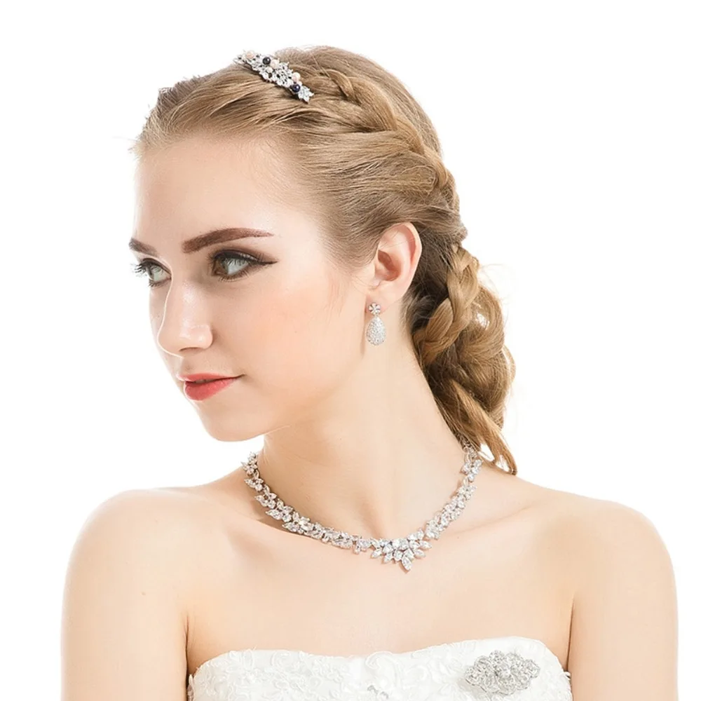 LUOTEEMI Luxury Sparkling AAA Cubic Zirconia Bridal High Quality Wedding Choker Necklace White Gold-Color For Women Jewelry Gift